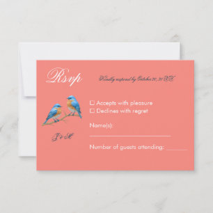 Cartão RSVP Casamento Romântico de Aves Marinhais Moles
