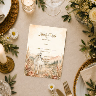 Cartão RSVP Casamento Romântico de Cavalo Western