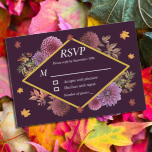 Cartão RSVP Casamento Romântico de Dahlia de outono