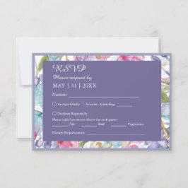Cartão RSVP casamento romântico de flores silvestres