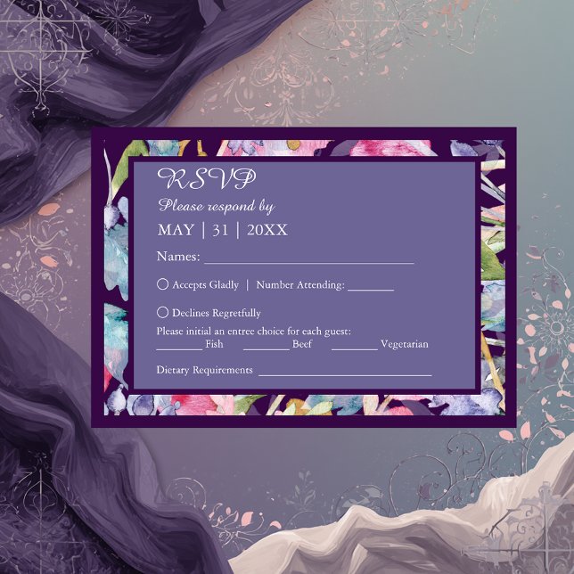 Cartão RSVP casamento romântico de flores silvestres (Criador carregado)