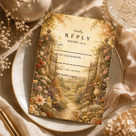 Cartão RSVP Casamento Romântico de Flores Silvestres de Outono