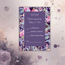 Cartão RSVP casamento romântico de flores silvestres verde RSV