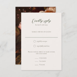 Cartão RSVP Casamento Romântico de Pintura Floral Barroca