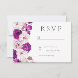 Cartão RSVP Casamento Romântico de Plum & Blush Watercolor