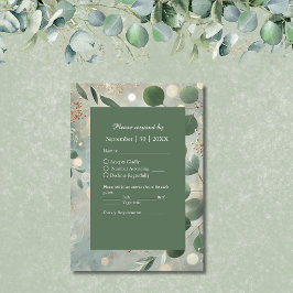 Cartão RSVP Casamento Romântico de Sage Verde Eucalyptus