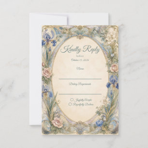 Cartão RSVP Casamento Romântico Floral Art Nouveau Etéreo