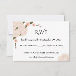 Cartão RSVP Casamento Romântico Floral Rosa Elegante