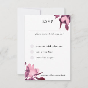 Cartão RSVP Casamento Romântico por Aquarela Floral Plum