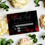 Cartão RSVP Casamento romântico preto e vermelhos<br><div class="desc">Celebre em estilo com nossa Elegante placa RSVP de Casamento Floral Romântico Preto e Vermelho. Estas placas especialmente desenhadas são o epítome da elegância, apresentando modos florais negros e vermelhos atraentes. Projetados com amor pela muito experiente equipe de Design Mylini, estas cartas vêm com a opção de personalizar, dando um...</div>