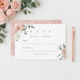 Cartão RSVP Casamento Romântico Rosa Bege