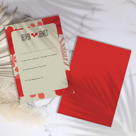 Cartão RSVP Casamento Romântico Vermelho Floral
