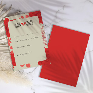 Cartão RSVP Casamento Romântico Vermelho Floral