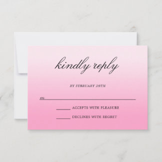 Cartão RSVP Casamento Rosa Algodão Doce Ombre Minimalista Mode