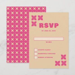 Cartão RSVP Casamento rosa bege-rosa-70s