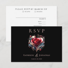 Cartão RSVP Casamento Rosa Com Forma Moderna