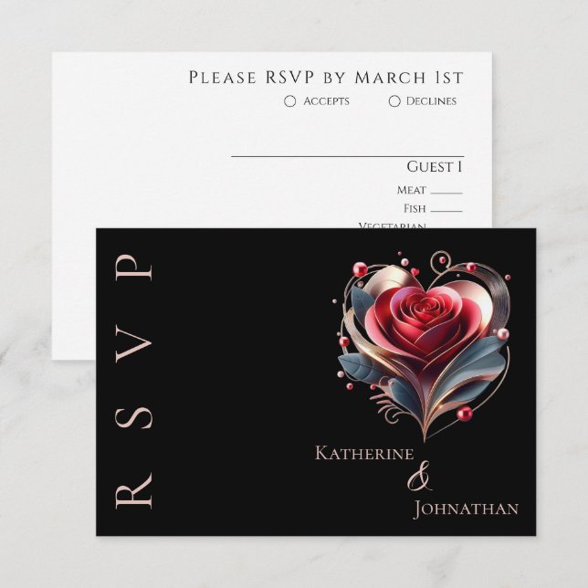 Cartão RSVP Casamento Rosa Com Forma Moderna (Frente/Verso)