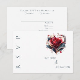 Cartão RSVP Casamento Rosa Com Forma Moderna