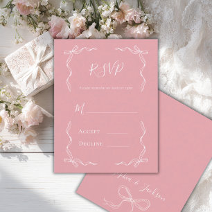 Cartão RSVP Casamento Rosa Mauve Desenhado à Mão Vintage Franc