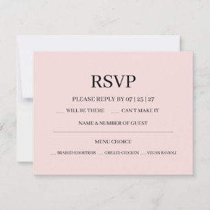 Cartão RSVP Casamento Rosa Moderno