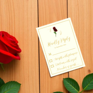 Cartão RSVP Casamento Rosa Ouro de Marfim
