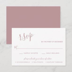 Cartão RSVP Casamento Rosa-Rosa Dusta Simples Elegante Moderno