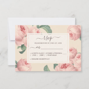 Cartão RSVP Casamento Rosa Rosa Rosa Cor-de-Rosa Cinzenta Esbr