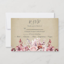 Cartão RSVP Casamento Rosa Rosa Rosa Rosa Rosa Moderno