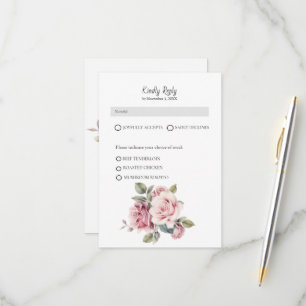 Cartão RSVP Casamento Rosa Rosa Rosa Rosa Rosa Romântica Moder