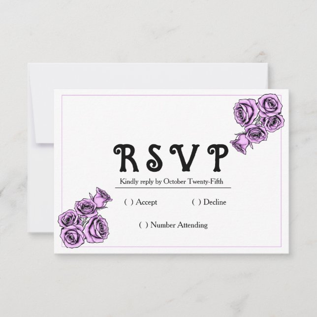 Cartão RSVP Casamento Rosa Roxa Mística (Frente)