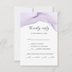 Cartão RSVP Casamento Roxo Aquarela Moderna