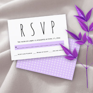 Cartão RSVP Casamento roxo de lavanda de tipografia moderna