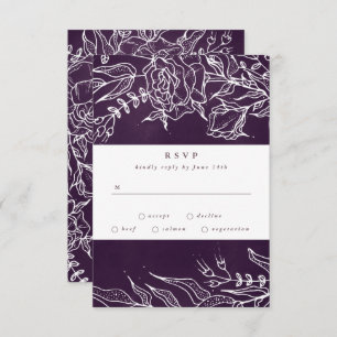 Cartão RSVP Casamento Roxo-Flor Romântico