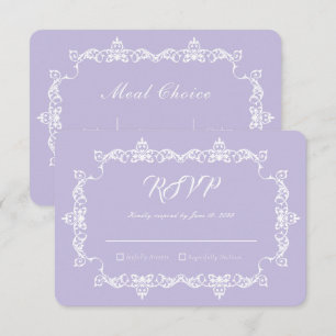 Cartão RSVP Casamento Roxo Lavanda Clássico com Moldura Orname