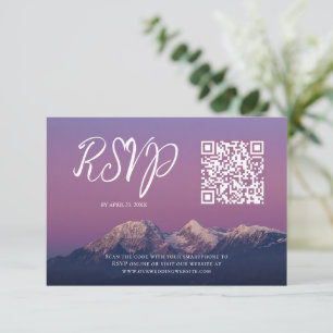 Cartão RSVP Casamento roxo roxo de montanhas de neve