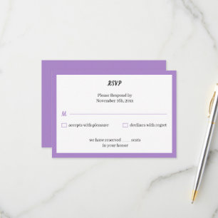 Cartão RSVP Casamento Roxo Simples