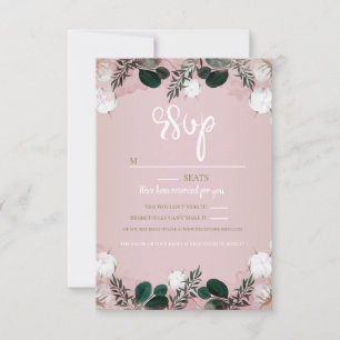Cartão RSVP Casamento Russo Blush Taupe Cotton Floral Greenery