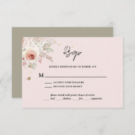 Cartão RSVP Casamento Russo Boho Floral Rosa