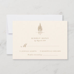 Cartão RSVP Casamento Russo da Floresta Dourada Moderna