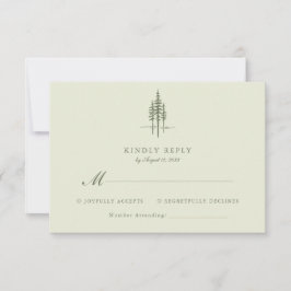 Cartão RSVP Casamento Russo da Floresta Verde Moderna