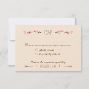 Cartão RSVP Casamento Russo da Frota da Cherry Blossom