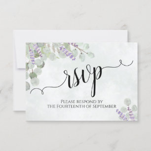 Cartão RSVP Casamento Russo de Aquarela Eucalyptus e Lavanda