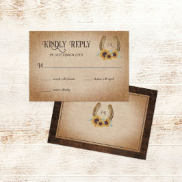 Cartão RSVP Casamento Russo de Ferradura Ocidental e Girassóis