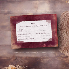 Cartão RSVP Casamento Russo de Vineyard Red Marsala Boho