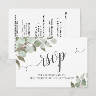 Cartão RSVP Casamento Russo de Watercolor Eucalyptus & Greener