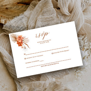 Cartão RSVP Casamento Russo Floral Burnt-Orange-Bohemian