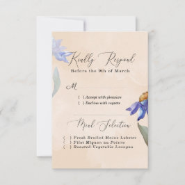 Cartão RSVP Casamento Russo Pêssego Púrpura de Watercolor