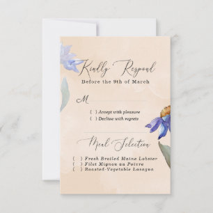 Cartão RSVP Casamento Russo Pêssego Púrpura de Watercolor
