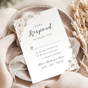 Cartão RSVP Casamento Rustic Barn Wood Boho Floral