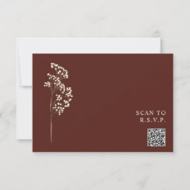 Cartão RSVP Casamento Rustic Beet Red Gypsophila Código QR